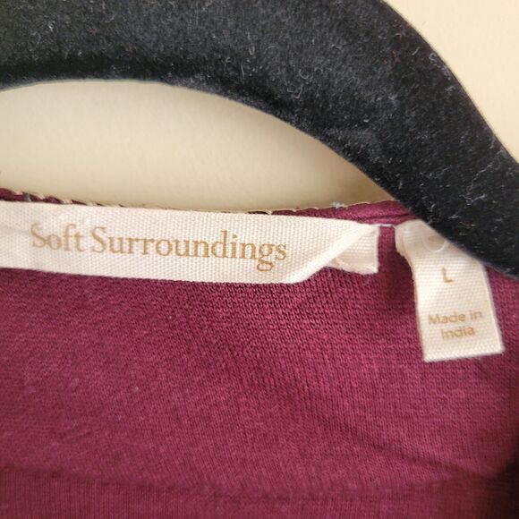 Soft Surroundings Womens Cardigan Sweater Size Large Maroon Embroidered Fleece - Picture 2 of 11